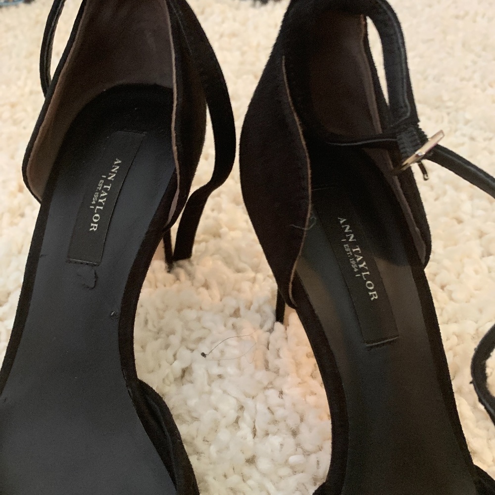 Gorgeous Ann Taylor suede open toe heels . Worn 2x- the only wear is scuff on bo